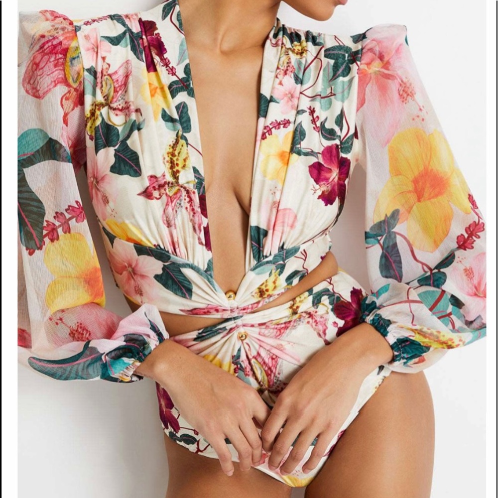 Patbo Hibiscus plunge bodysuit small NEW tags on